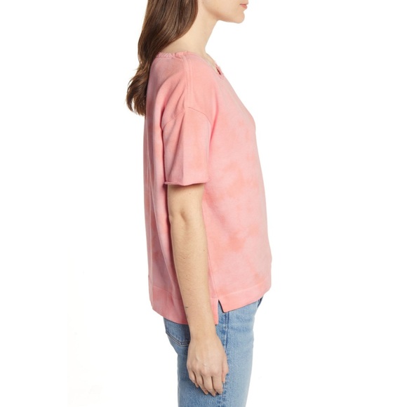 ⚠️SOLD⚠️ ALEX MILL Boatneck Fleece Top Pink Tie Dye Pink S - Picture 2 of 9